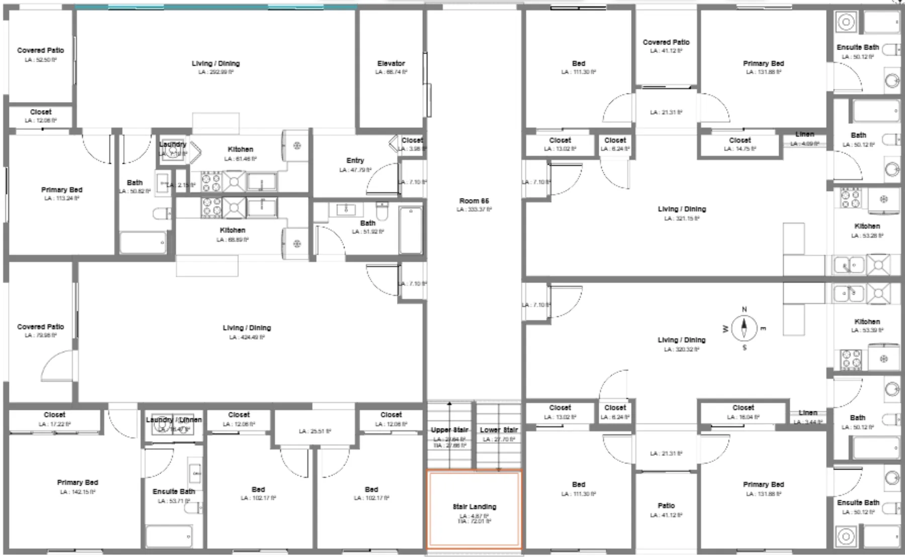 20-plex half-floor plan