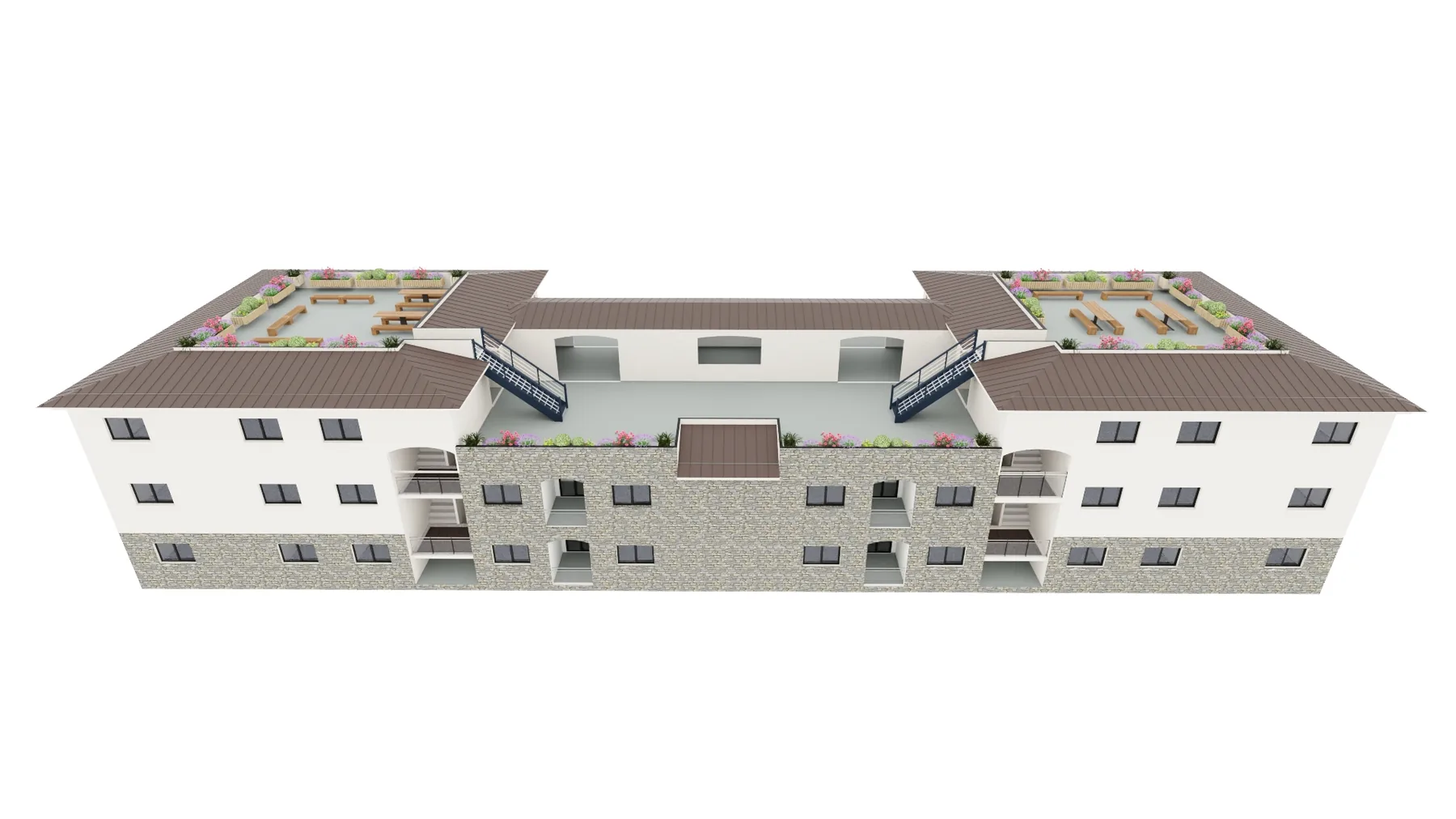 Stacked accessible condo flats rendering